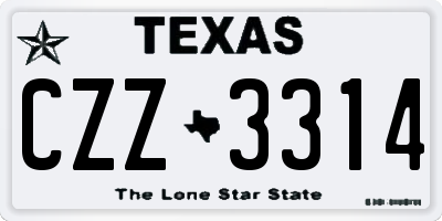 TX license plate CZZ3314