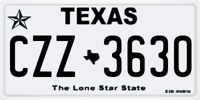 TX license plate CZZ3630