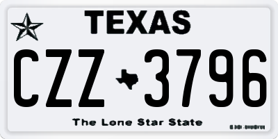 TX license plate CZZ3796