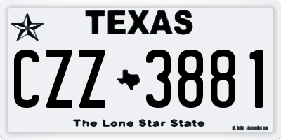 TX license plate CZZ3881