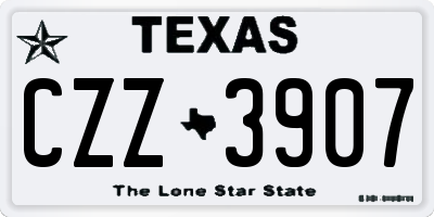 TX license plate CZZ3907