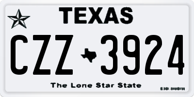 TX license plate CZZ3924