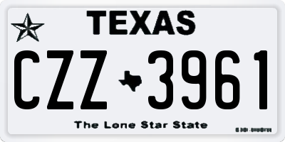 TX license plate CZZ3961