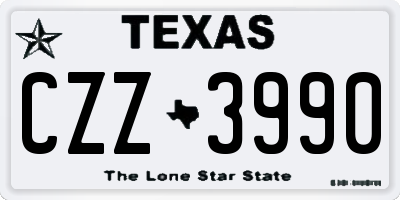 TX license plate CZZ3990