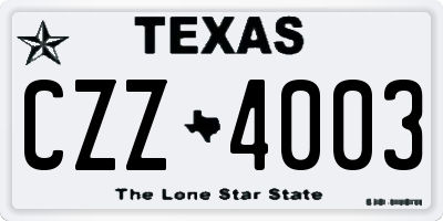 TX license plate CZZ4003