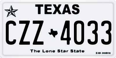 TX license plate CZZ4033