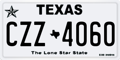 TX license plate CZZ4060
