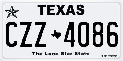 TX license plate CZZ4086