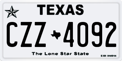 TX license plate CZZ4092