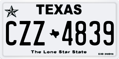 TX license plate CZZ4839