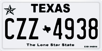 TX license plate CZZ4938