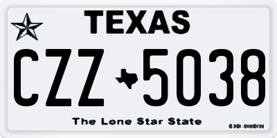 TX license plate CZZ5038