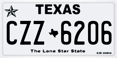 TX license plate CZZ6206