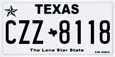 TX license plate CZZ8118