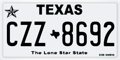 TX license plate CZZ8692
