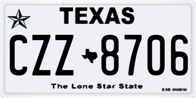 TX license plate CZZ8706