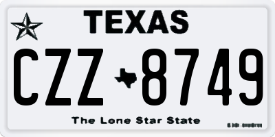 TX license plate CZZ8749