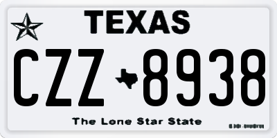 TX license plate CZZ8938