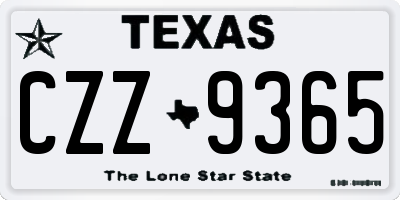 TX license plate CZZ9365