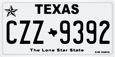 TX license plate CZZ9392