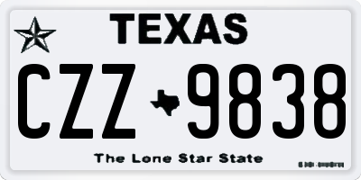 TX license plate CZZ9838