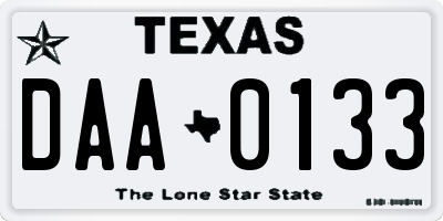 TX license plate DAA0133