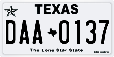 TX license plate DAA0137