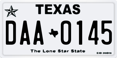 TX license plate DAA0145