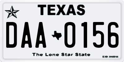 TX license plate DAA0156