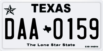 TX license plate DAA0159