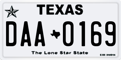 TX license plate DAA0169