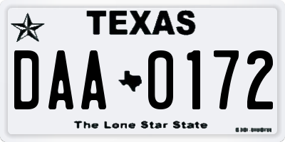 TX license plate DAA0172