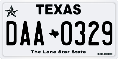 TX license plate DAA0329