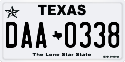 TX license plate DAA0338