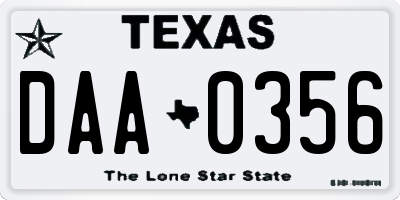 TX license plate DAA0356