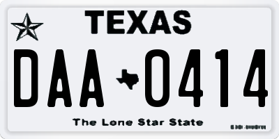 TX license plate DAA0414