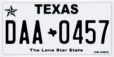 TX license plate DAA0457