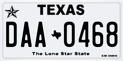 TX license plate DAA0468