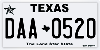TX license plate DAA0520