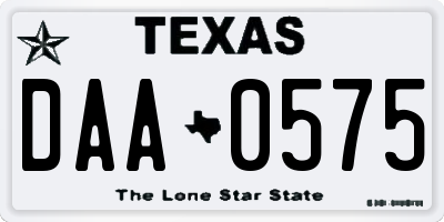 TX license plate DAA0575