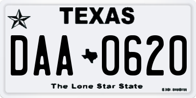 TX license plate DAA0620