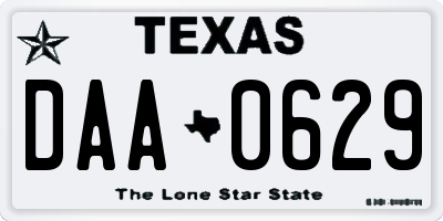 TX license plate DAA0629