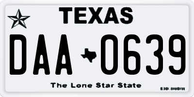 TX license plate DAA0639