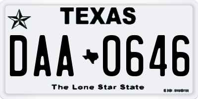 TX license plate DAA0646