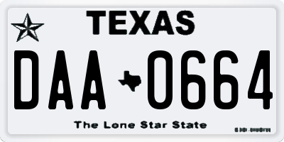 TX license plate DAA0664