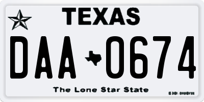 TX license plate DAA0674