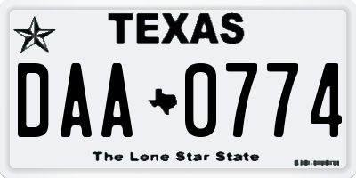 TX license plate DAA0774