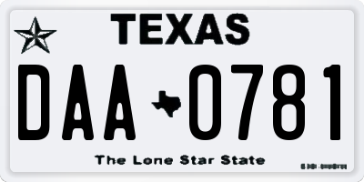 TX license plate DAA0781
