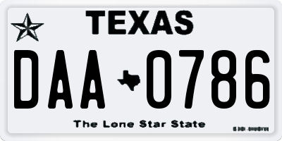 TX license plate DAA0786