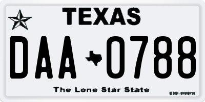 TX license plate DAA0788